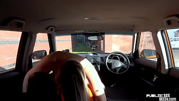 Busty Eurobabe Riding Her Instructor In Car Until Cumshot