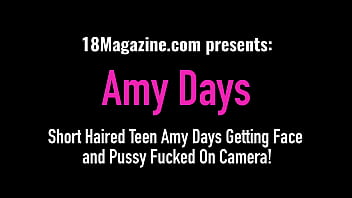 Short Haired Teen Amy Days Getting Face And Pussy Fucked On Camera